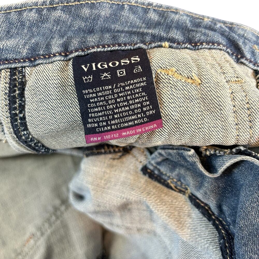 Vigoss Jeans Women Size 29 Blue The Motto Skinny Zip Ankle Stonewash Biker Denim - Picture 8 of 11